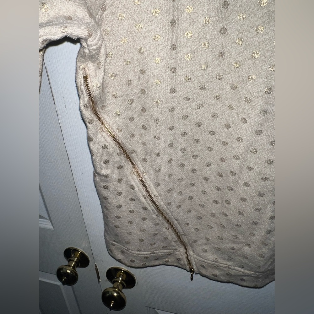 The Limited Cream Polka Dot Zipper Accent Crew Neck Sweatshirt Size Large - Picture 4 of 5